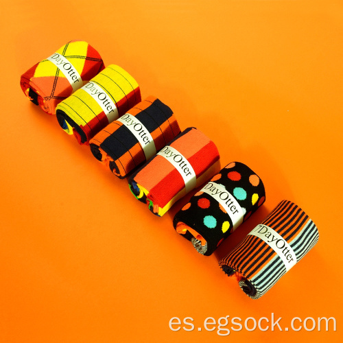 calcetines en caja coloridos del vestido de los hombres 6pcs coloridos
